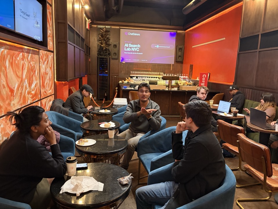 Guests talking at AI Search Lab NYC